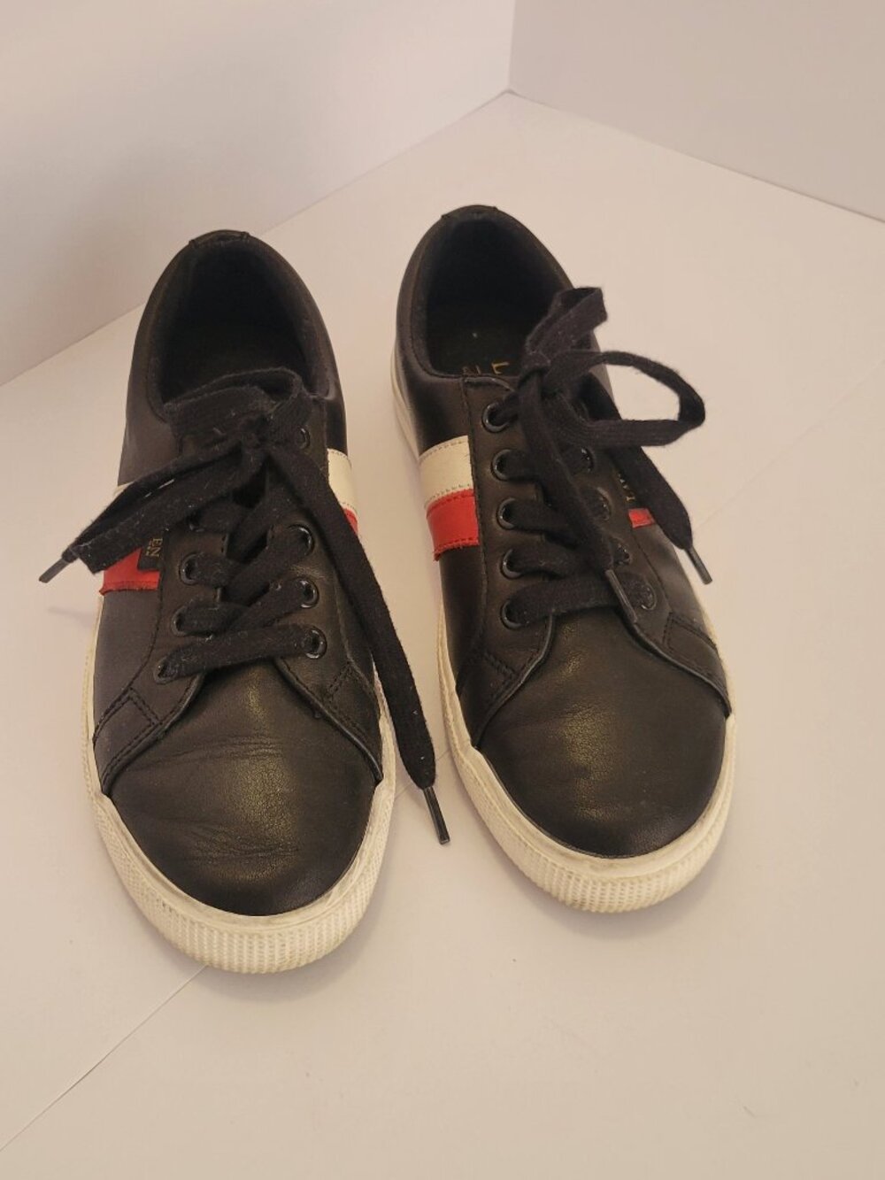Ralph Lauren Janson Black, Red, and White Leather Flats Size 6B